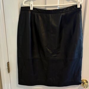 Sleek Black Leather Pencil Skirt by Rena Rowan size 16
